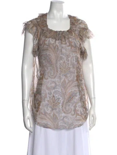 Pre-owned Zimmermann Silk Paisley Print Blouse In Neutral