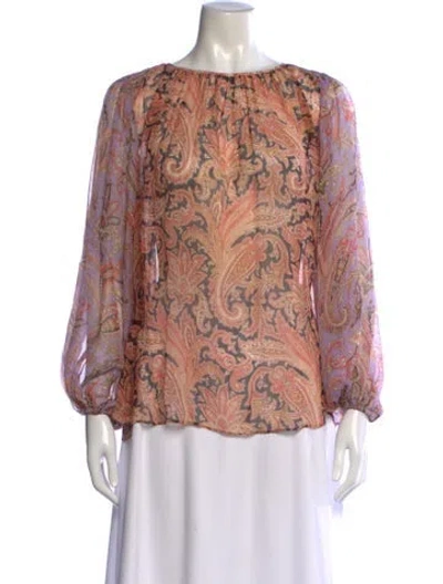 Pre-owned Zimmermann Silk Paisley Print Blouse In Orange