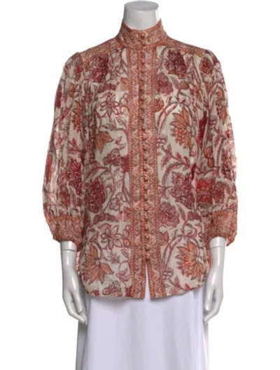 Pre-owned Zimmermann Silk Paisley Print Blouse In Pink