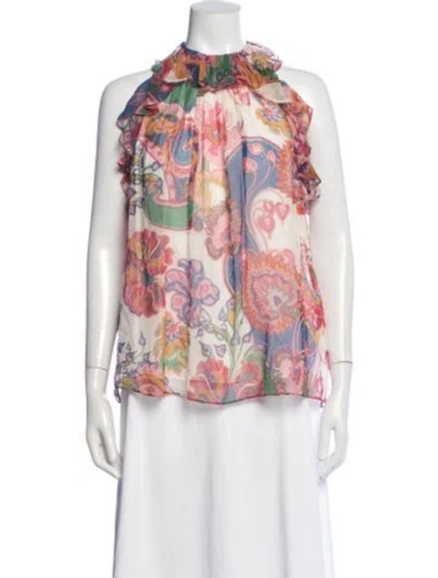 Pre-owned Zimmermann Silk Paisley Print Blouse In Pink
