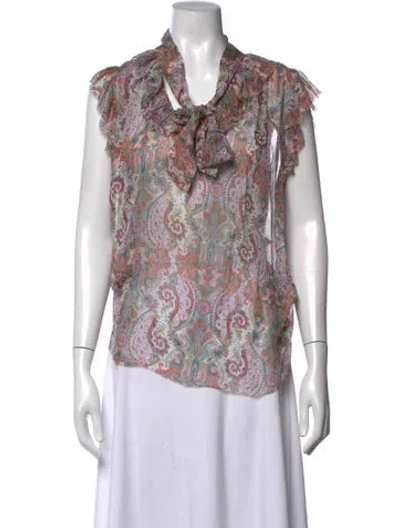 Pre-owned Zimmermann Silk Paisley Print Blouse In Pink
