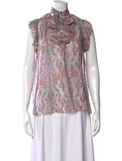 Pre-owned Zimmermann Silk Paisley Print Blouse In Pink