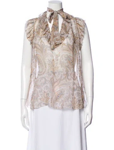 Pre-owned Zimmermann Silk Paisley Print Blouse In Purple