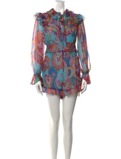 Pre-owned Zimmermann Silk Paisley Print Jumpsuit In Blue
