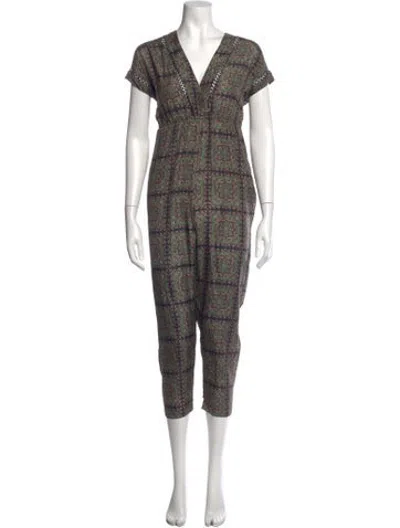 Pre-owned Zimmermann Silk Paisley Print Jumpsuit In Green