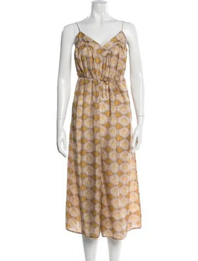 Pre-owned Zimmermann Silk Paisley Print Jumpsuit In Yellow