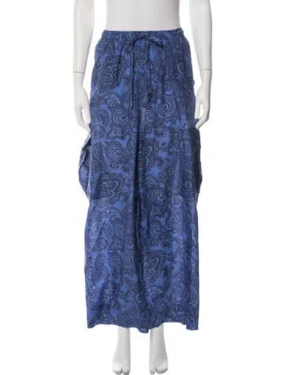 Pre-owned Zimmermann Silk Paisley Print Pajamas In Blue