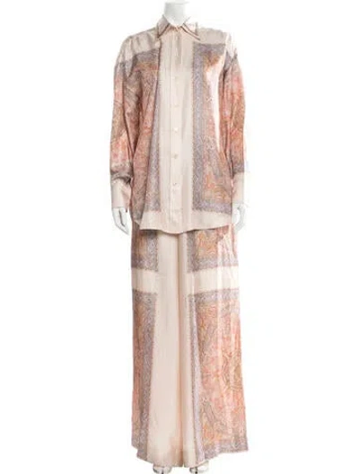 Pre-owned Zimmermann Silk Paisley Print Pant Set In Pink