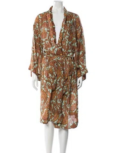 Pre-owned Zimmermann Silk Paisley Print Robe In Neutral