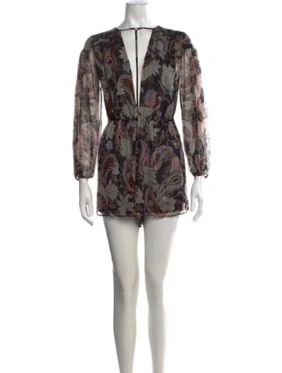 Pre-owned Zimmermann Silk Paisley Print Romper In Black/neutrals