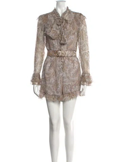 Pre-owned Zimmermann Silk Paisley Print Romper In Purple