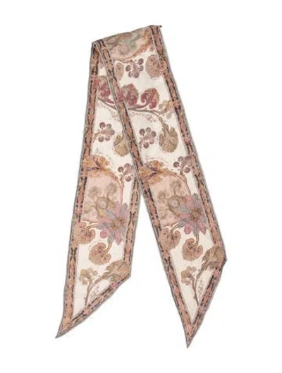 Pre-owned Zimmermann Silk Paisley Print Scarf In Neutrals