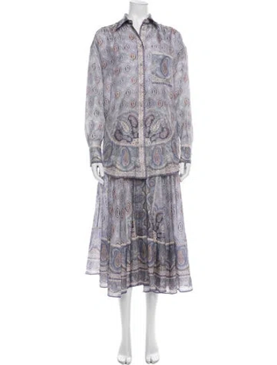 Pre-owned Zimmermann Silk Paisley Print Skirt Set In White