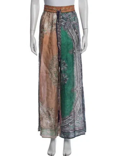 Pre-owned Zimmermann Silk Paisley Print Sweatpants In Neutrals