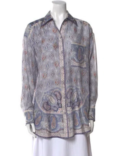 Pre-owned Zimmermann Silk Paisley Print Tunic In Blue