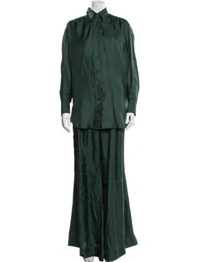 Pre-owned Zimmermann Silk Pant Set In Green