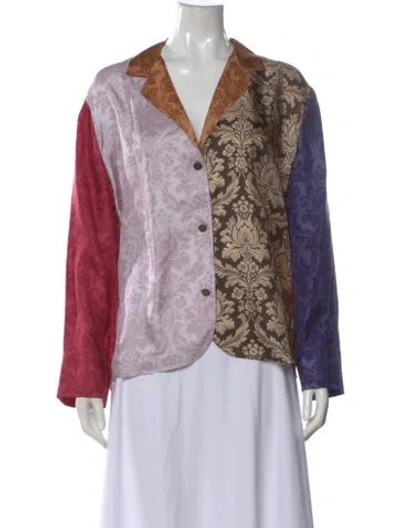 Pre-owned Zimmermann Silk Patterned Blouse In Purple