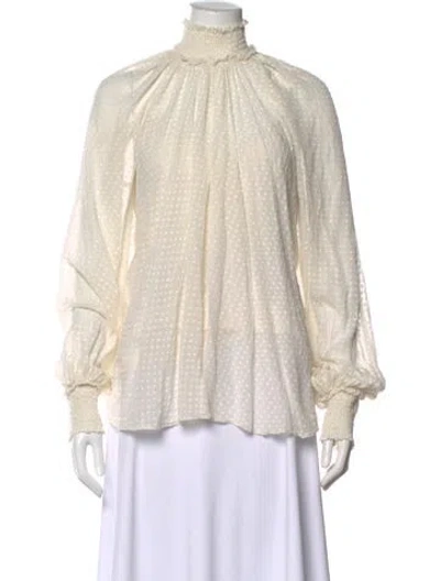 Pre-owned Zimmermann Silk Patterned Blouse In White
