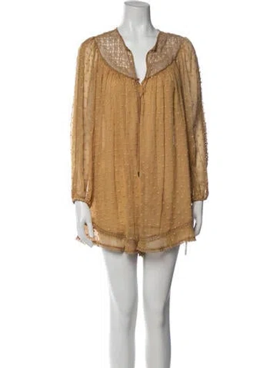 Pre-owned Zimmermann Silk Patterned Romper In Yellow