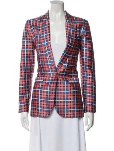 Pre-owned Zimmermann Silk Plaid Print Blazer In Pink