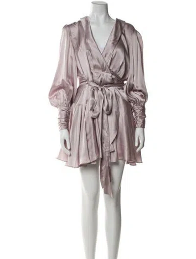 Pre-owned Zimmermann Silk Pleated Accents Robe In Purple