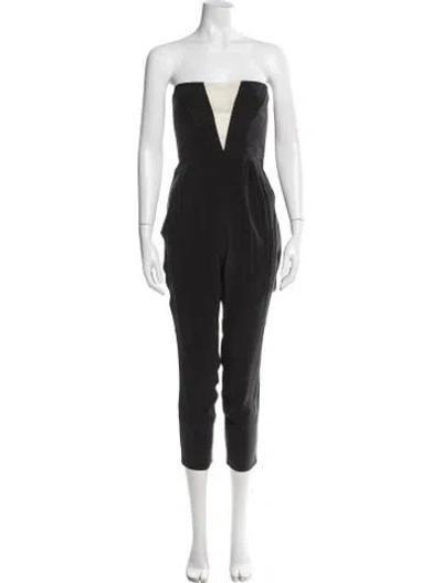 Pre-owned Zimmermann Silk Plunge Neckline Jumpsuit In Black
