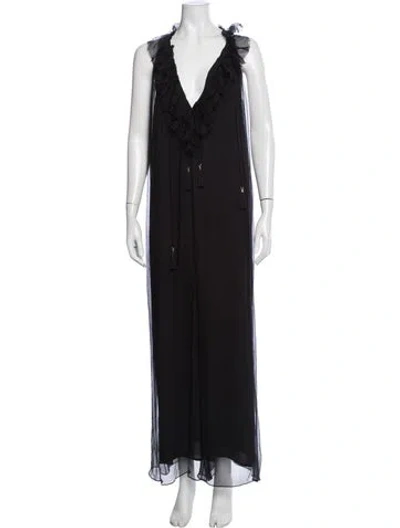 Pre-owned Zimmermann Silk Plunge Neckline Jumpsuit In Black