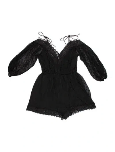 Pre-owned Zimmermann Silk Plunge Neckline Romper In Black
