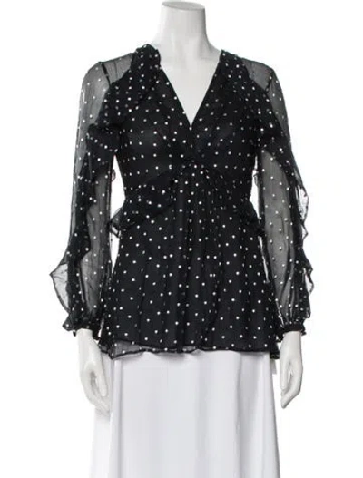 Pre-owned Zimmermann Silk Polka Dot Print Blouse In Black