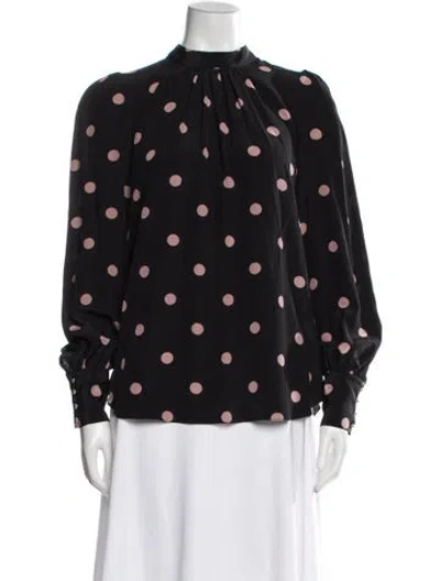 Pre-owned Zimmermann Silk Polka Dot Print Blouse In Black