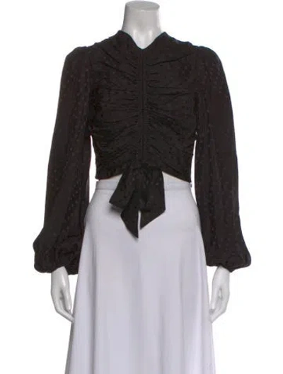 Pre-owned Zimmermann Silk Polka Dot Print Blouse In Black