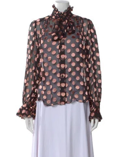 Pre-owned Zimmermann Silk Polka Dot Print Blouse In Black