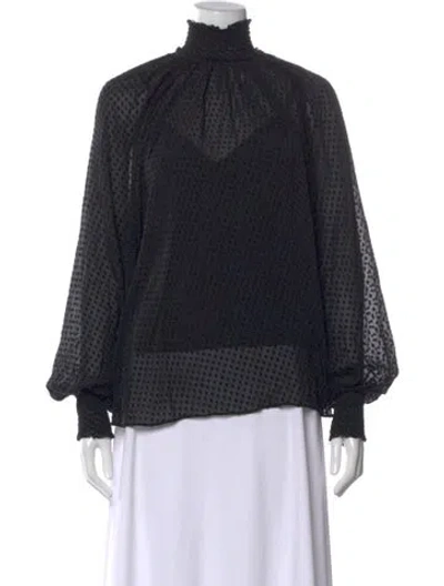 Pre-owned Zimmermann Silk Polka Dot Print Blouse In Black