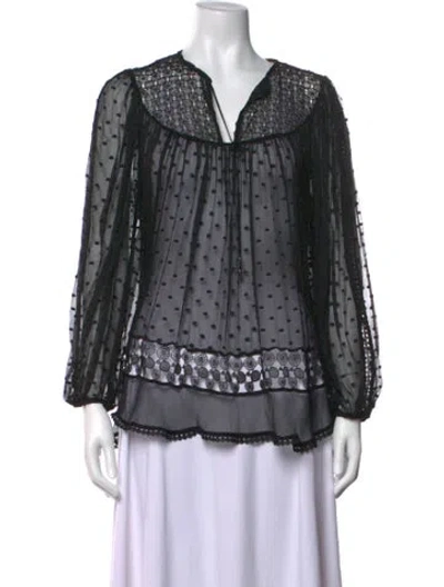 Pre-owned Zimmermann Silk Polka Dot Print Blouse In Black
