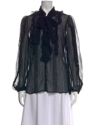 Pre-owned Zimmermann Silk Polka Dot Print Blouse In Black
