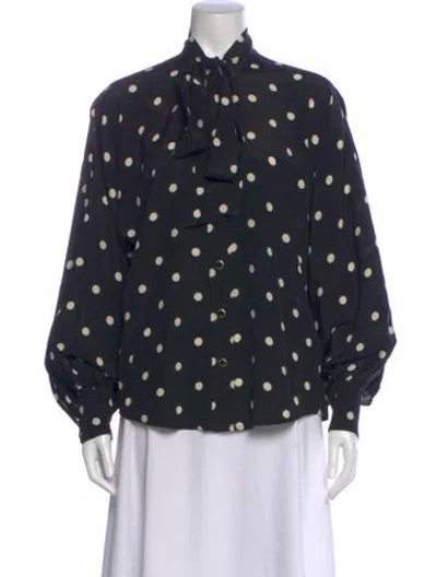 Pre-owned Zimmermann Silk Polka Dot Print Blouse In Blue