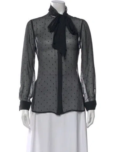 Pre-owned Zimmermann Silk Polka Dot Print Blouse In Gray