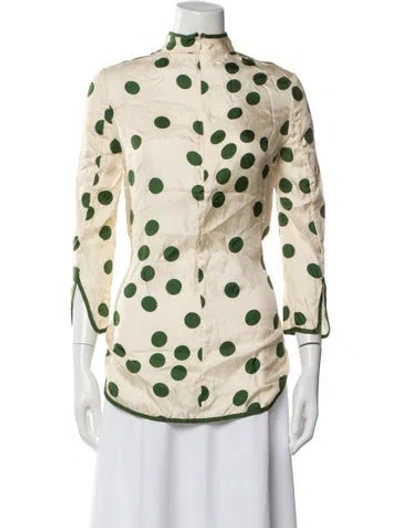Pre-owned Zimmermann Silk Polka Dot Print Blouse In Neutral