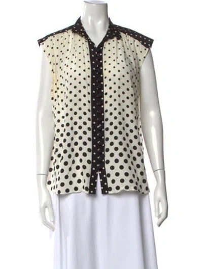 Pre-owned Zimmermann Silk Polka Dot Print Blouse In Neutrals