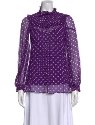 Pre-owned Zimmermann Silk Polka Dot Print Blouse In Purple