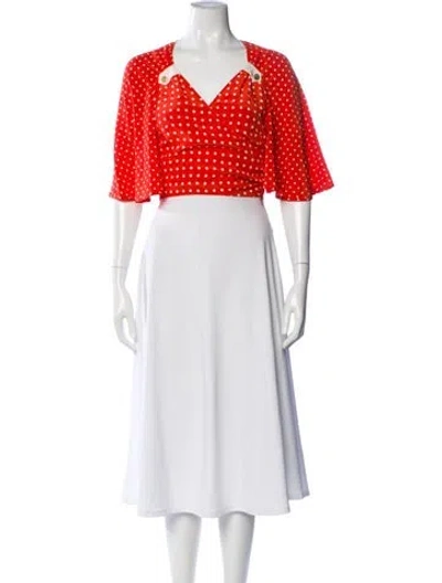 Pre-owned Zimmermann Silk Polka Dot Print Blouse W/ Tags In Orange