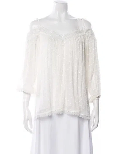 Pre-owned Zimmermann Silk Polka Dot Print Blouse In White