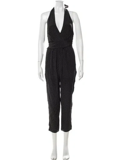 Pre-owned Zimmermann Silk Polka Dot Print Jumpsuit In Black