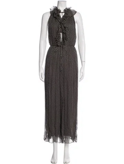 Pre-owned Zimmermann Silk Polka Dot Print Jumpsuit In Brown