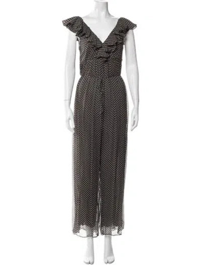 Pre-owned Zimmermann Silk Polka Dot Print Jumpsuit In Grey