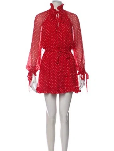 Pre-owned Zimmermann Silk Polka Dot Print Jumpsuit In Red