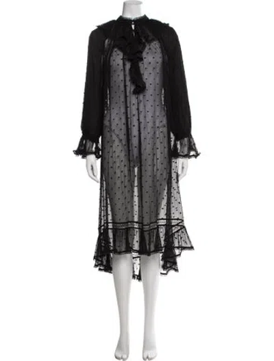 Pre-owned Zimmermann Silk Polka Dot Print Nightgown In Black