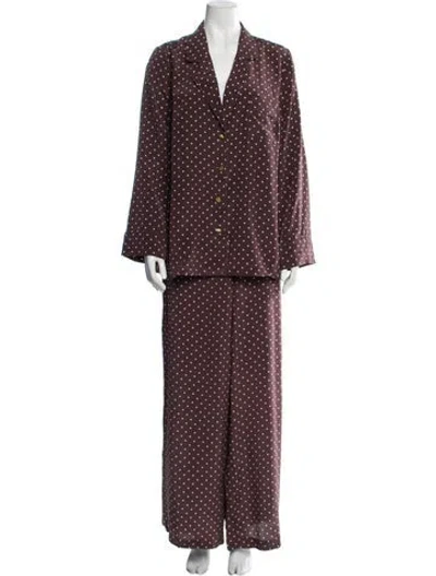 Pre-owned Zimmermann Silk Polka Dot Print Pant Set W/ Tags In Burgundy