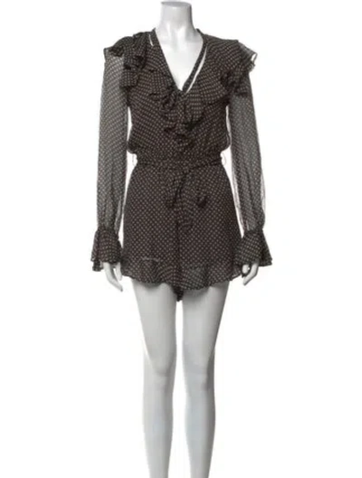 Pre-owned Zimmermann Silk Polka Dot Print Romper In Grey