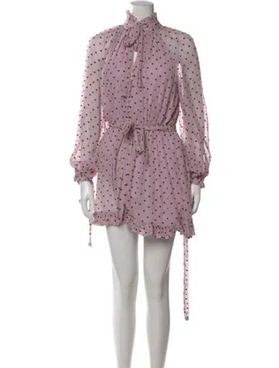 Pre-owned Zimmermann Silk Polka Dot Print Romper In Purple